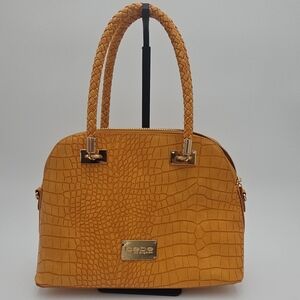 Bebe Tan Croc-Embossed Shoulder Bag